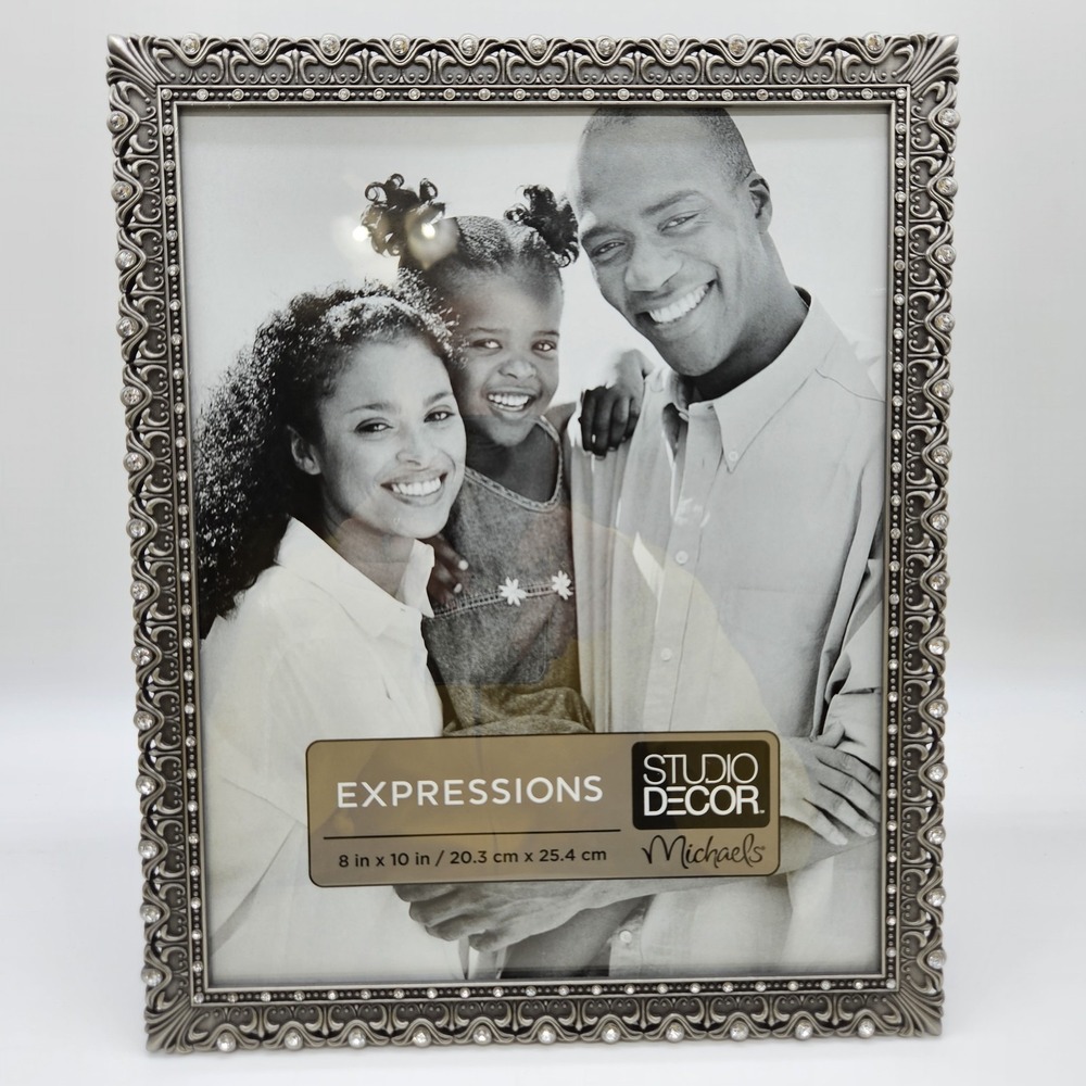 Pewter Jeweled Rhinestone Studio Photo Picture Frame Expressions Studio Dec 8x10